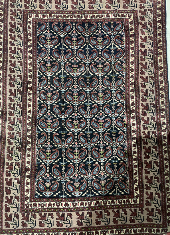 قالیچه دستبافت سرمه ای افشان